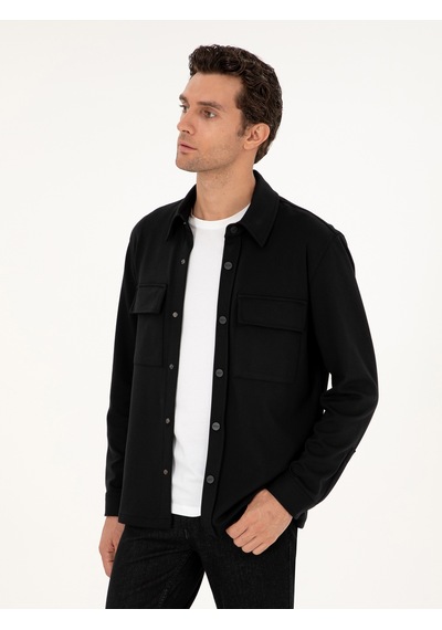 Cacharel Siyah Regular Fit Ceket Gömlek