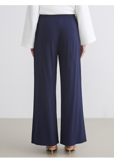 Lcw Modest Lacivert Loose Fit Geniş Paça Kadın Pileli Pantolon