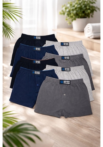 Seher Yıldızı Erkek Penye Boxer 8'li Set Çok Renkli