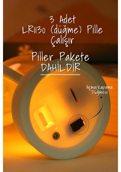 Led Mum Kanatlı Melek Tip Dumansız Pilli Alevli Dekoratif Yapay Mum Işıldak Mor 1037-7 Diğer