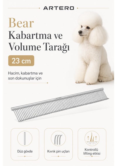 Artero Bear Kedi Ve Köpekler İçin Kabartma Ve Hacimlendirme Tarağı 23 Cm