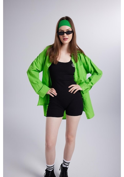 Holly Lolly Cepli Oversize Kesim Lovesize Gömlek Yeşil