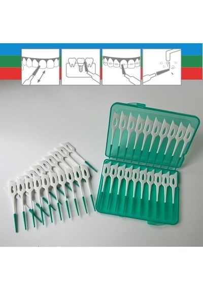 Stopever Well Tooth Arayüz Fırçası, Normal Boy, Beyaz & Yeşil, 3 Paket, 120 Adet