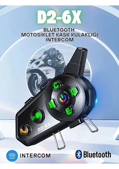 D2-6x 1000m Mesafeli 6 Kanallı İntercom Bluetooth Motosiklet Tdrtr
