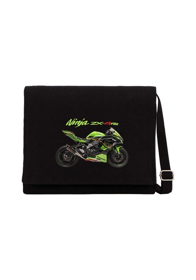 Kawasaki Ninja Zx4rr Siyah Postacı Çantası Siyah Kanvas Postacı Çantası