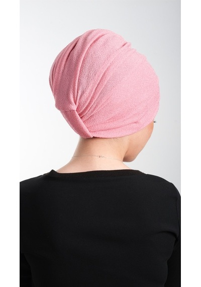 Hürrem Bone Pembe Pratik Hazır Geçmeli Tesettür Bone Fukuro Simli Büzgülü 211 Pembe