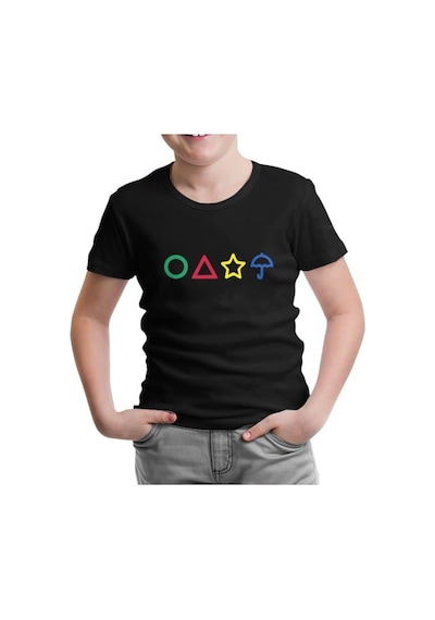 Lord Tshirt Squid Game -Candy Colours Siyah Çocuk Tshirt
