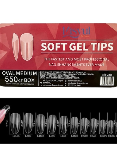 Misyul Jel Tırnak Oval Medium 550'li Paket Soft Jel Tips Mıs-2255