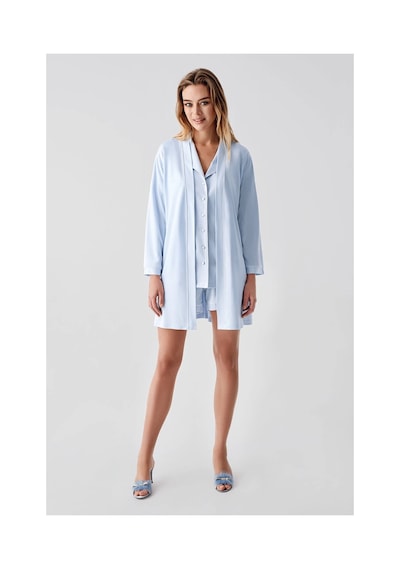 Moda Dua Freshness 324 Kadın 4'lü Sabahlıklı Şorlu Pijama Takımı mavi
