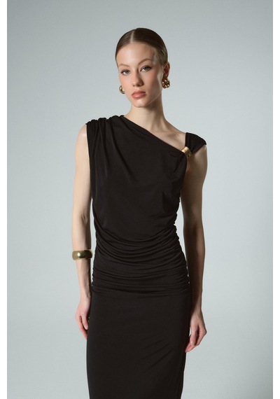 Buly Drape Elbise Siyah