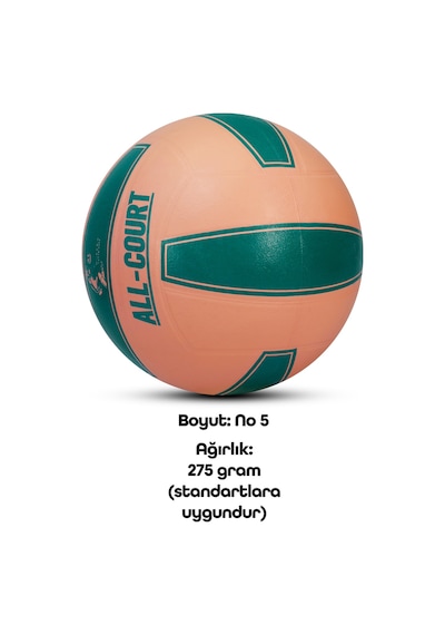 All Court Voleybol Topu Pompa Dahil Set Kauçuk Dikişsiz Yekpare Üretim İç Dış Mekan No:5 Pembe Pembe