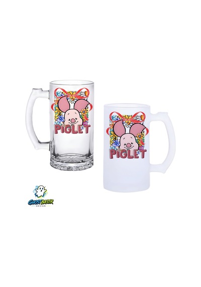 Piglet Kulplu Bira Bardağı Buzlu Veya Şeffaf Seçenekli 0335