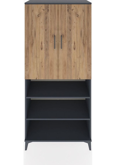 Hyperion Dolap 5 Raflı 2 Kapaklı 88x44x195 Antrasit-çam Antrasit