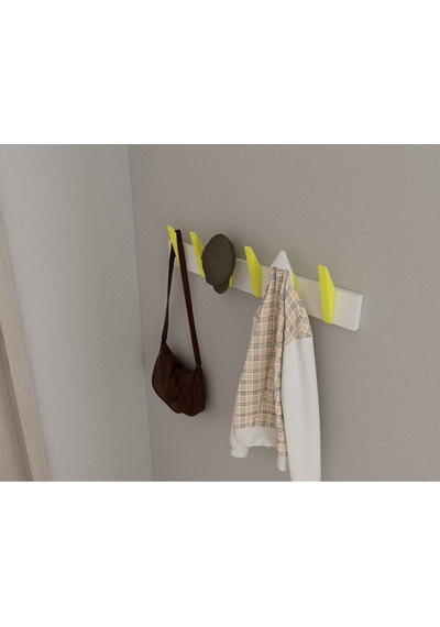 Hepsi3boyutlu Modern Duvar & Kapı Kanca Askılık - 6 Adet Sarı Kanca Askılık - Model No : 4 Sarı