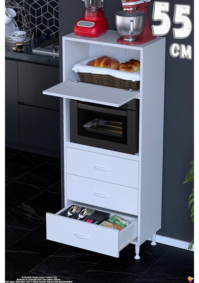 Nola 55 Cm Fırın Dolabı Üstü Kapaklı 3 Çekmeceli Çok Amaçlı Mutfak Kiler Banyo Dolabı 55x150x32 Cm Beyaz Nola 55 Cm Fırın Dolabı Üstü Kapaklı 3 Çekmeceli Çok Amaçlı Mutfak Kiler Banyo Dolabı 55x150x32 Cm Beyaz