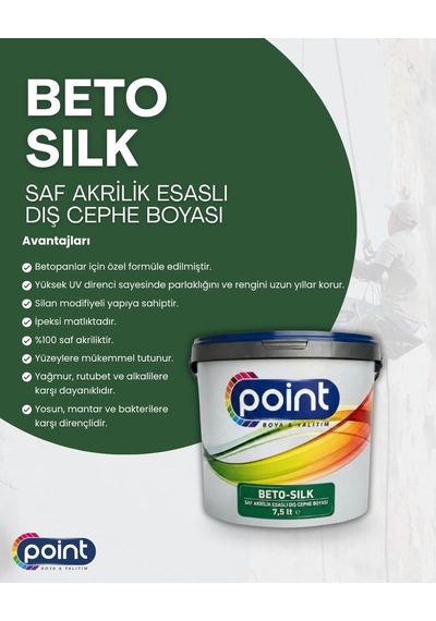 Beto-sılk - İpeksi Mat, Saf Akrilik Esaslı Dış Cephe Boyası Bw000 Beyaz, 7,5 Litre