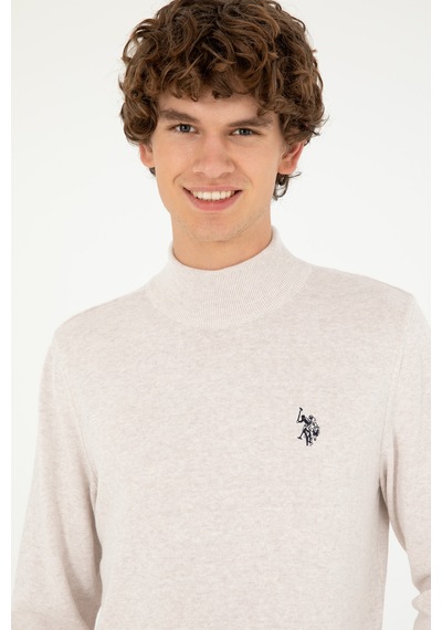 U.S. Polo Assn. Erkek Slim Fit Yarım Boğazlı Taş Melanj Basic Kazak 50293499-VR225