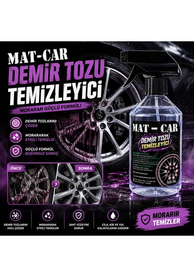 Mat-car Demir Tozu Sökücü Moraran Jant Temizleyici Demir Tozu İlacı Oto Araç Jant Temizleyici Mor Temizlik Ürünü 500ml
