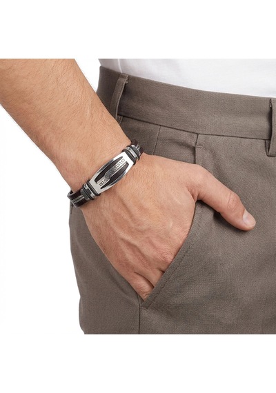 Moncuk Design Deri Kordonlu Çelik Halatlı Erkek Bileklik 33514b17d6 Siyah