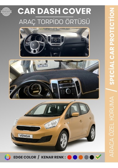 Kia Venga 2009-2011 Torpido Örtüsü Ön Panel Halı Torpido Koruma Tam Uyum Araca Özel Kaymaz - 890 Stiloto