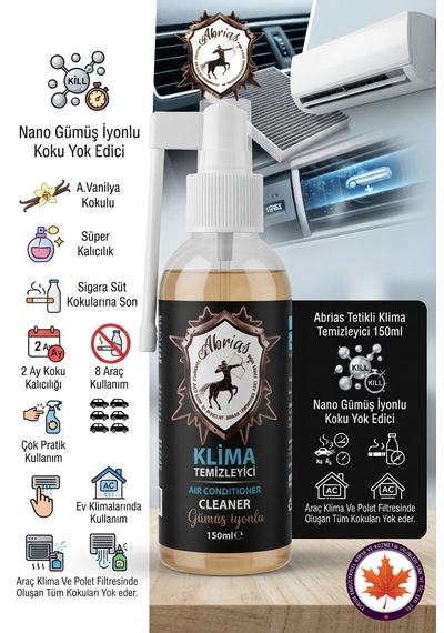 Tetikli Klima Temizleyici Amerikan Vanilya Kokulu 150ml 8 Araçlık Oto Ve Evsel Klima Uyumlu