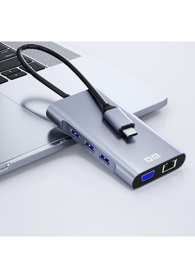 Dm Chb055 Type C To Hdmı Vga Rj45 Ethernet 3 Usb 3 0 Aux Pd Tf Sd Kart Okuyucu Dönüştürücü