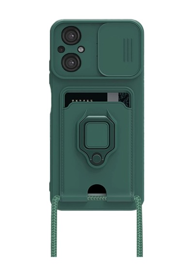 Xiaomi Poco M5 Uyumlu Kılıf Zuma Kartvizitli Yüzüklü Silikon - Yeşil