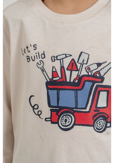 Minipomes 3-9 Yaş Erkek Çocuk Lets Build Truck Süprem Pijama Takım Kırmızı