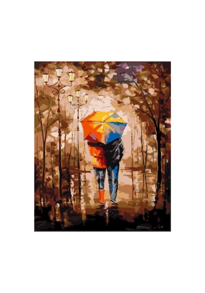 Sonbaharda Yürüyüş Sayılarla Boyama Seti - Çerçeveli, 40x50cm