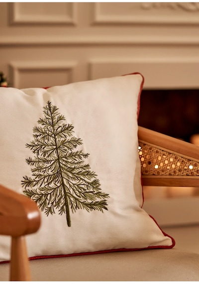 Bella Maison New Year Yılbaşı Nakışlı Kırlent Kılıfı Beyaz 43x43 Cm Beyaz