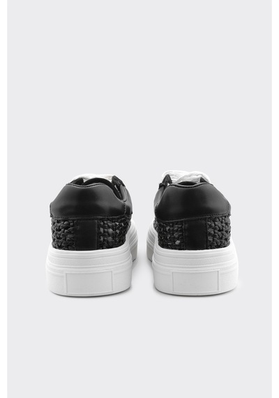 Derinet Örgü Desenli Kadın Sneaker Siyah Siyah