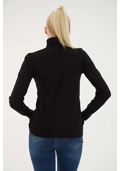 Fashion Friends 25k0780k1 Kadın Baıkçı Yaka Kazak Siyah