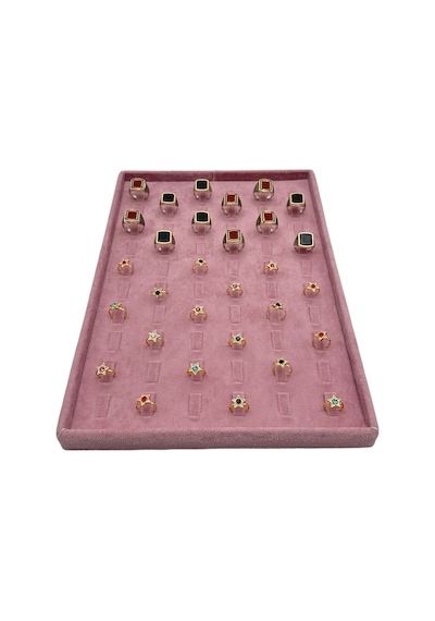 Yüzük Tablası Tırnaklı Süet Pembe