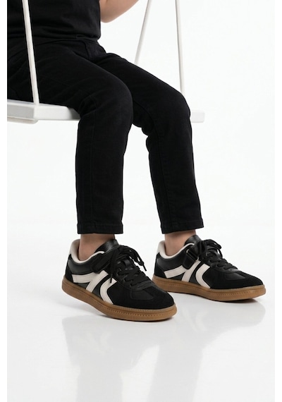 Cool Siyah Cırtlı Bağcıklı Unisex Çocuk Spor Ayakkabı Berry F