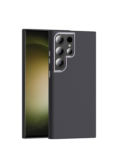Zore Galaxy S23 Ultra Kılıf M-safe Şarj Özellikli Karbon Fiber Görünümlü Ogaa Gros Kapak - Siyah