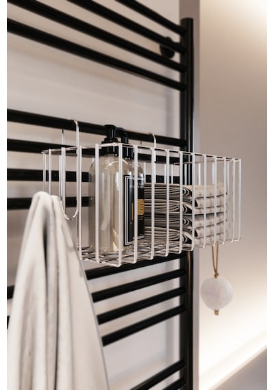 Kancalı Banyo Havlupan Askısı Fönlük Havluluk Banyo Aksesuarı Düzenleyici Banyo Rafı Gümüş