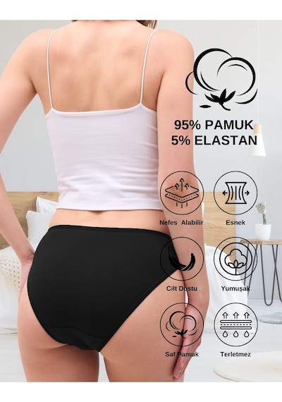 Alya Underwear Kadın Pamuklu Hipster - Slip Külot 5 Farklı Renk 1 Pakette Multicolor-x20