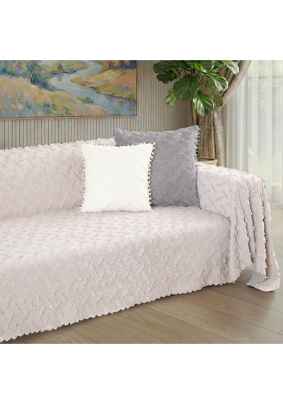 Ponela Koltuk Örtüsü Kaymaz Bohem Punch Kabartmalı 3 Boyutlu 175x300 Cm Large Kaymaz, Camel