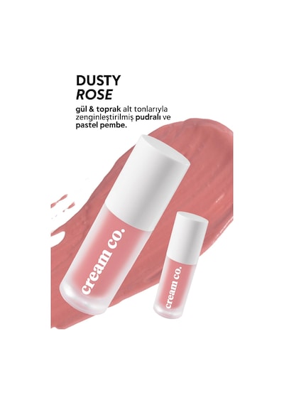 Cream Co. Nemlendirici Besleyici Işıltılı Dudak Yanak ve Göz Renklendirici Tint Dusty Rose