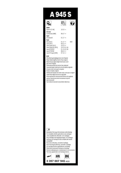 Bosch Aerotwin Silecek Seti - 650/400 Mm Seat Leon Iıı 2012-2021 5f1 A945s