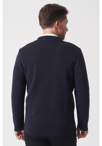 White Stone São Paulo 1112 Pike Örgü Slim Fit Pamuklu Triko Siyah Siyah