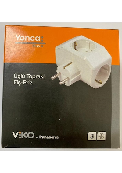 Viko Yonca Plus Beyaz Üçlü Topraklı Priz Golyat Fişli