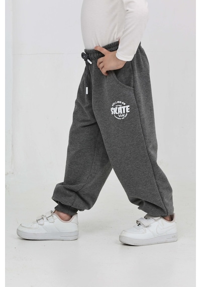 Toontoy Kids Toontoy Erkek Çocuk Skate Baskılı Eşofman Alt Antrasit Melanj