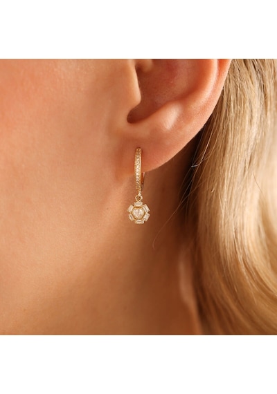 Altın Sallantılı Baget Küpe Kalp Form