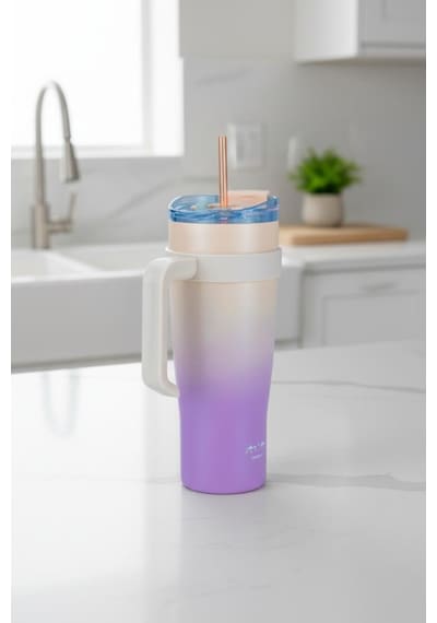 Bambum Horizon - Pipetli Termos Bardak Pembe 1000ml Pembe
