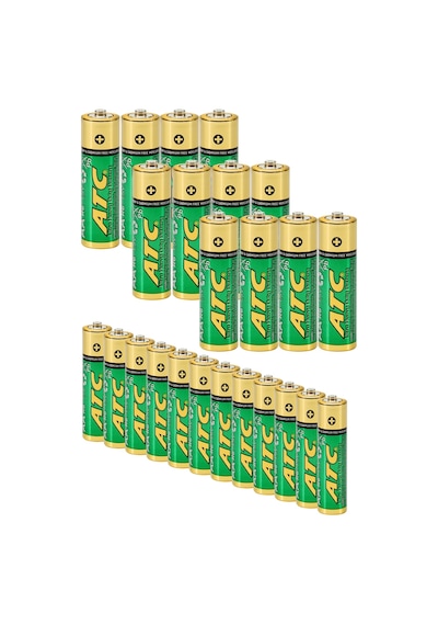 Atc 24lü 12aa + 12aaa İnce Ve Kalın Kalem Pil Seti Saat R03 Ve R6p Pili Çinko Karbon Pil Zn-c 1.5v