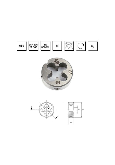Mte Makina Takım M14 Hss Dın En 22 568 Metrik Normal Vidalı Pafta Lokması - B00110021400