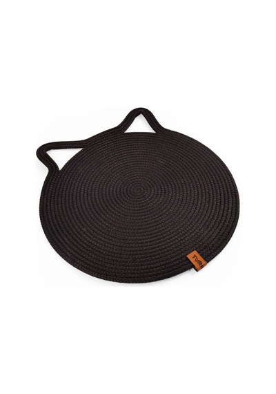 Gobypet Jüt Kulaklı Yuvarlak Kedi Köpek Mama Yatak Önü Paspası Hasır Kedi Matı 40 x 40 CM