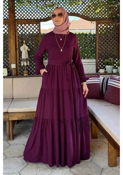 Rabia Şamlı Asil Elbise Vişne Normal