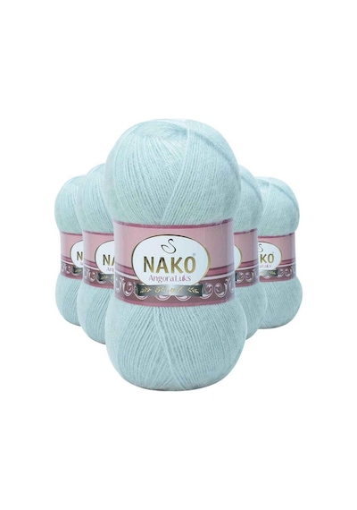 5 Adet Angora Lüks El Örgü İpi Saraylı Mint 10471